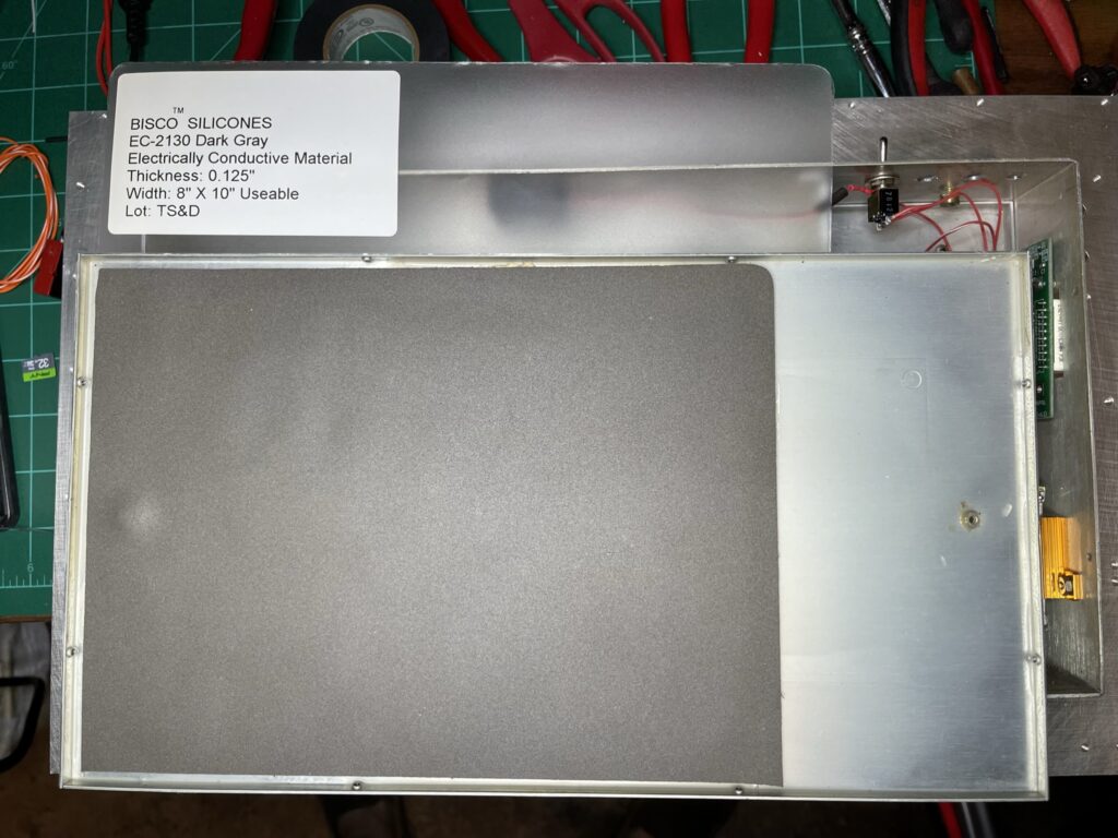 The absorptive mat I added to the inside cover surface facing the RF pallet